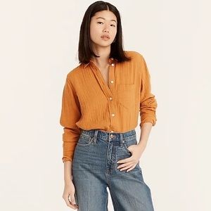 J. Crew Classic-Fit Double Gauze Shirt in Warm Marigold size 6